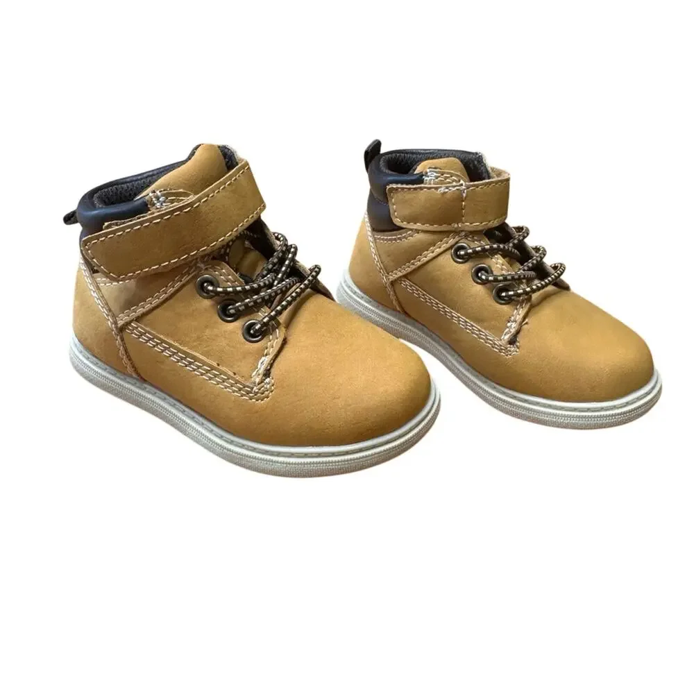 Max+Jake Wiley Boots Kids Size 5M Tan Faux‎ Nubuck Hook and Loop Ankle Boots
